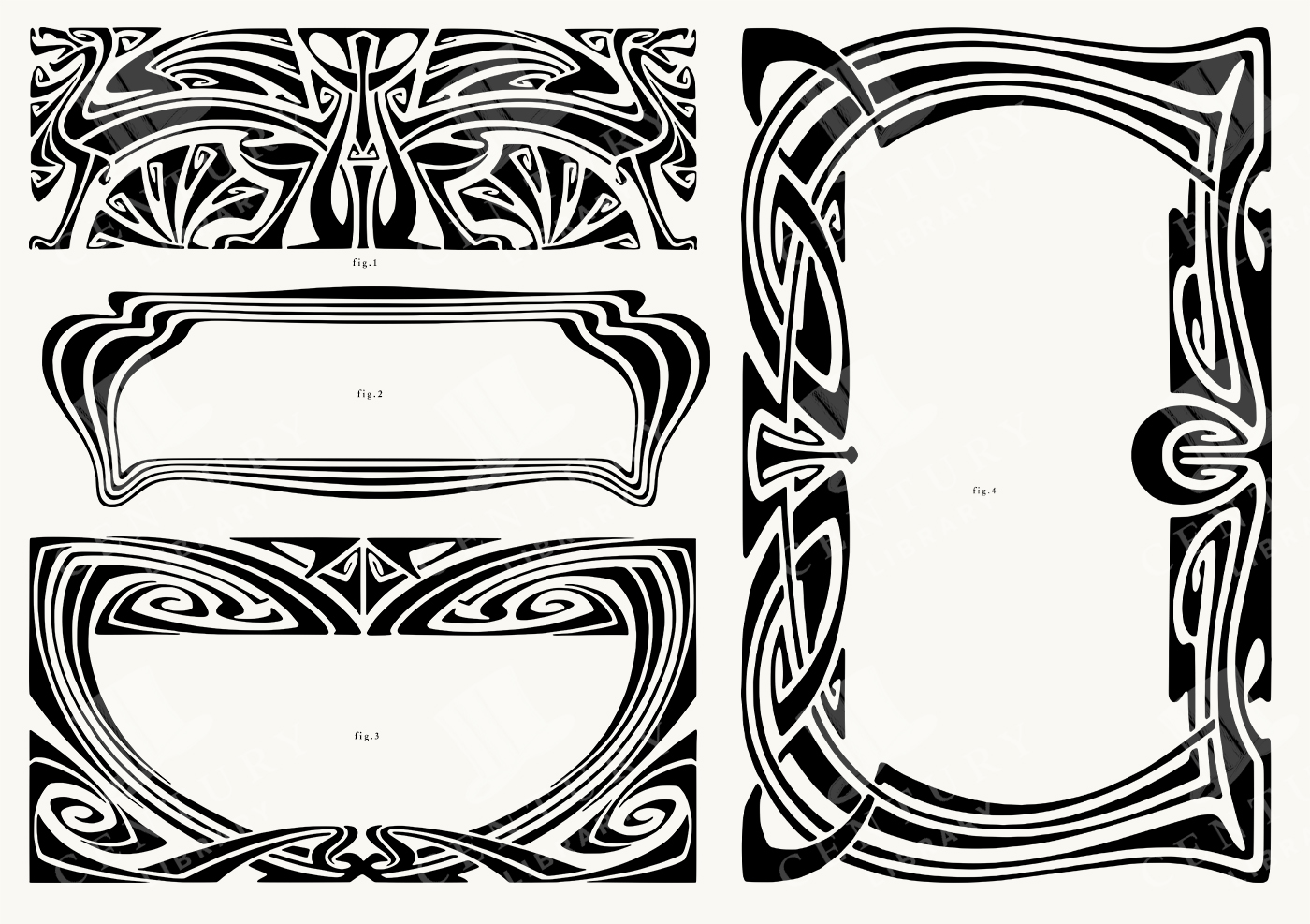 Art Nouveau Black and White Decorative Frames - Swirls