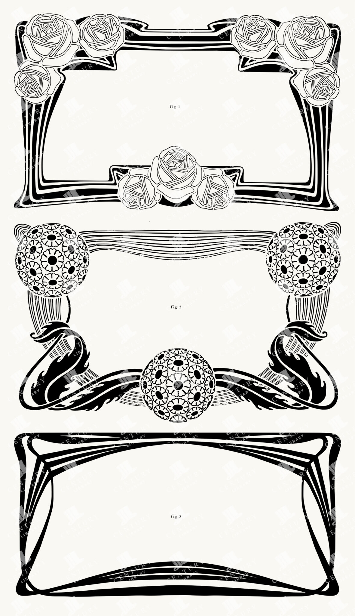 Art Nouveau Rose and Floral Borders - Decorative Framed Elements