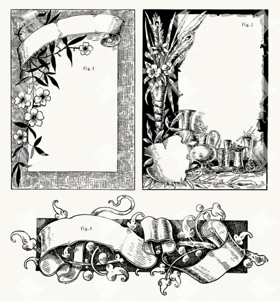Victorian Scroll and Banner Frames with Floral Decorations