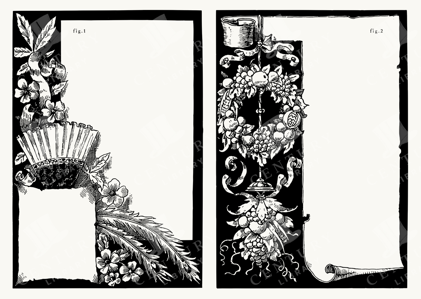 Victorian Floral and Scroll Frames - Feathers
