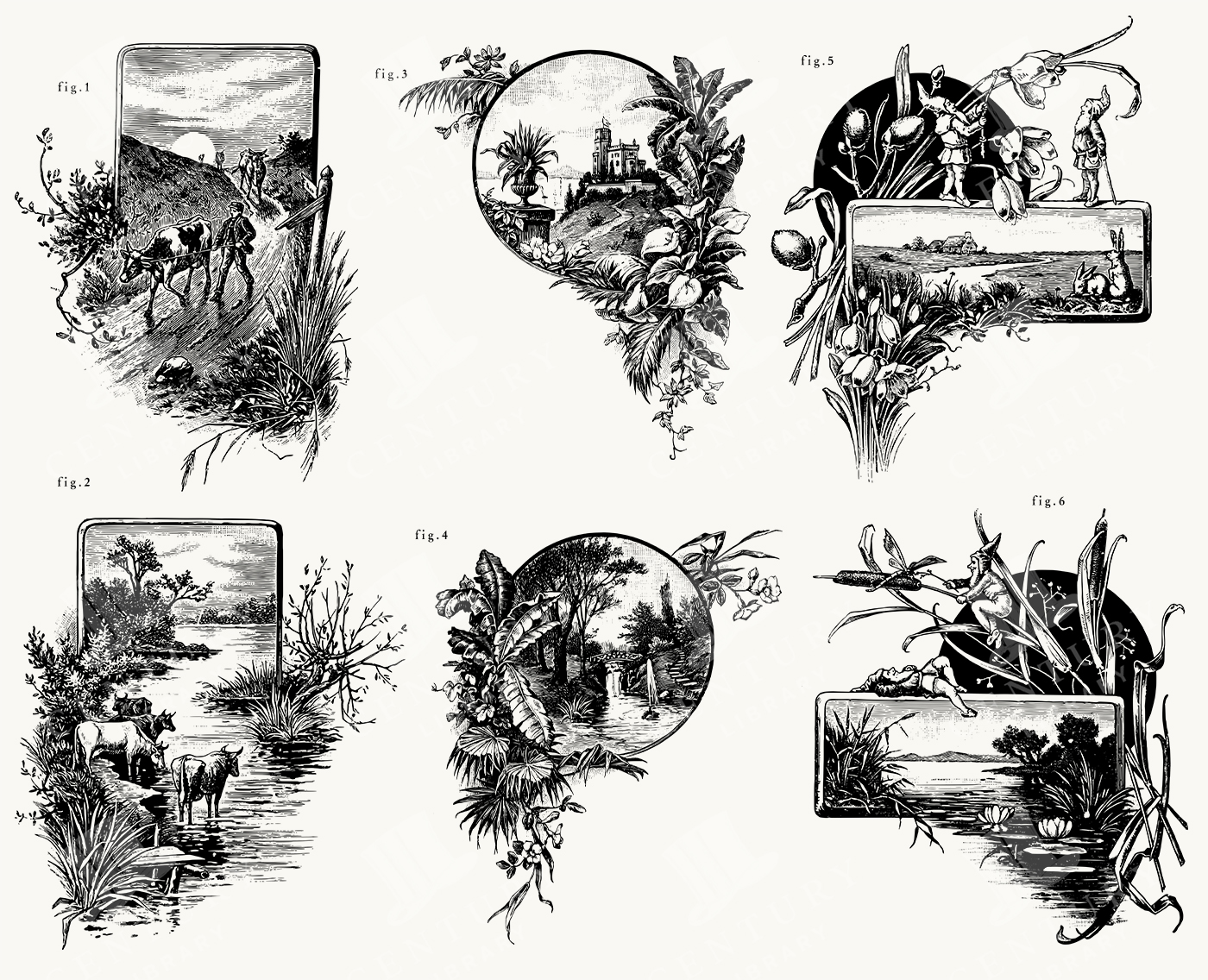 Pastoral Landscape Illustrations with Villages