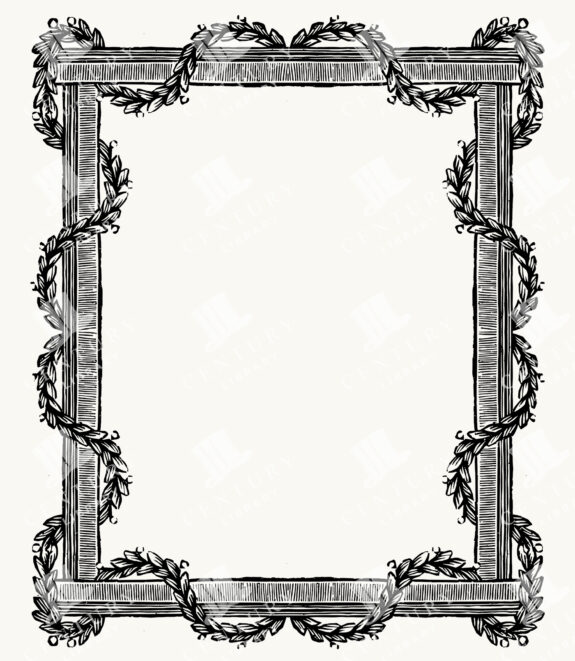 Botanical Garland Frame with Hand-Drawn Leafy Branches