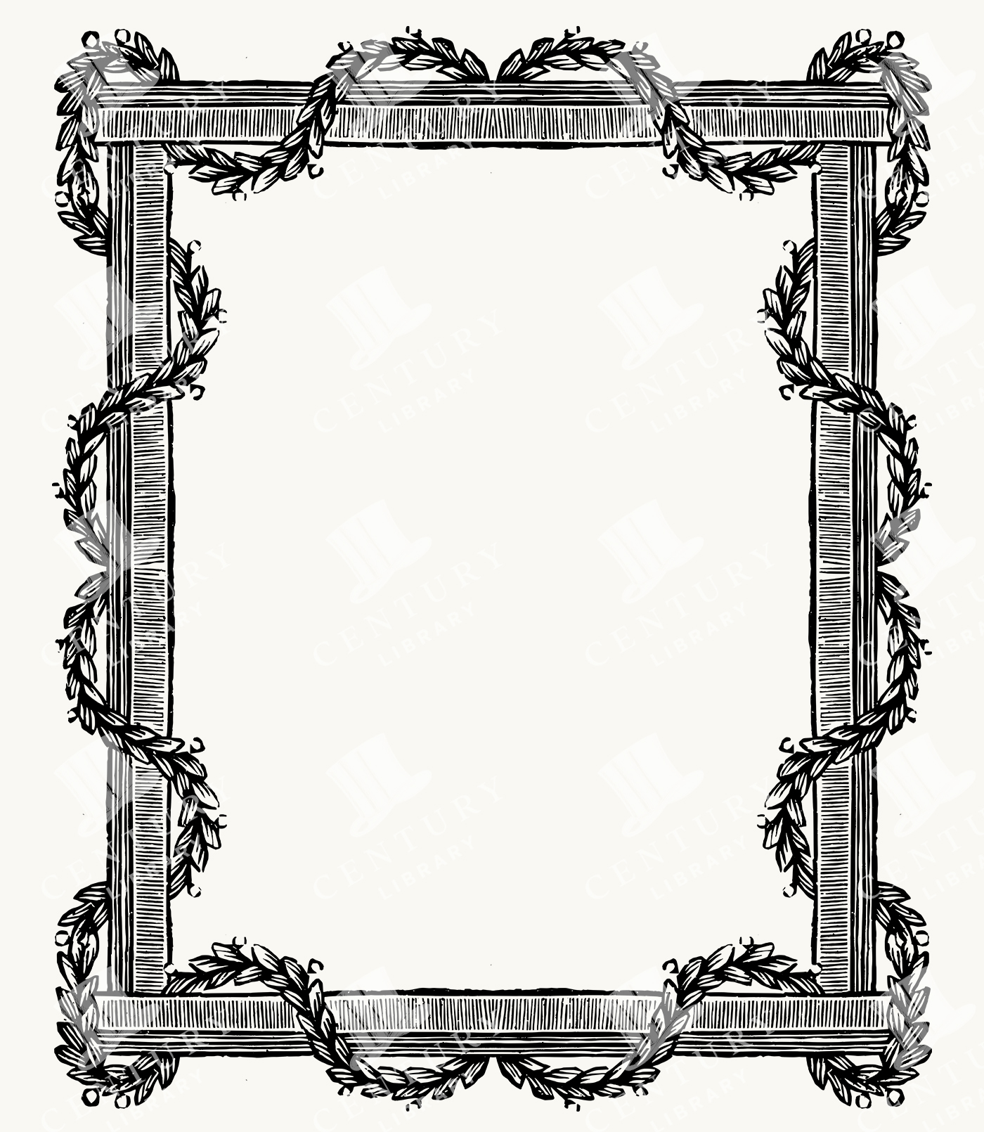 Botanical Garland Frame with Hand-Drawn Leafy Branches