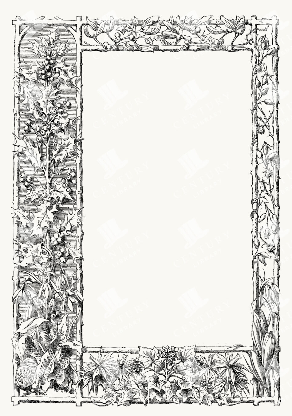 Botanical Rectangle Frame with Holly