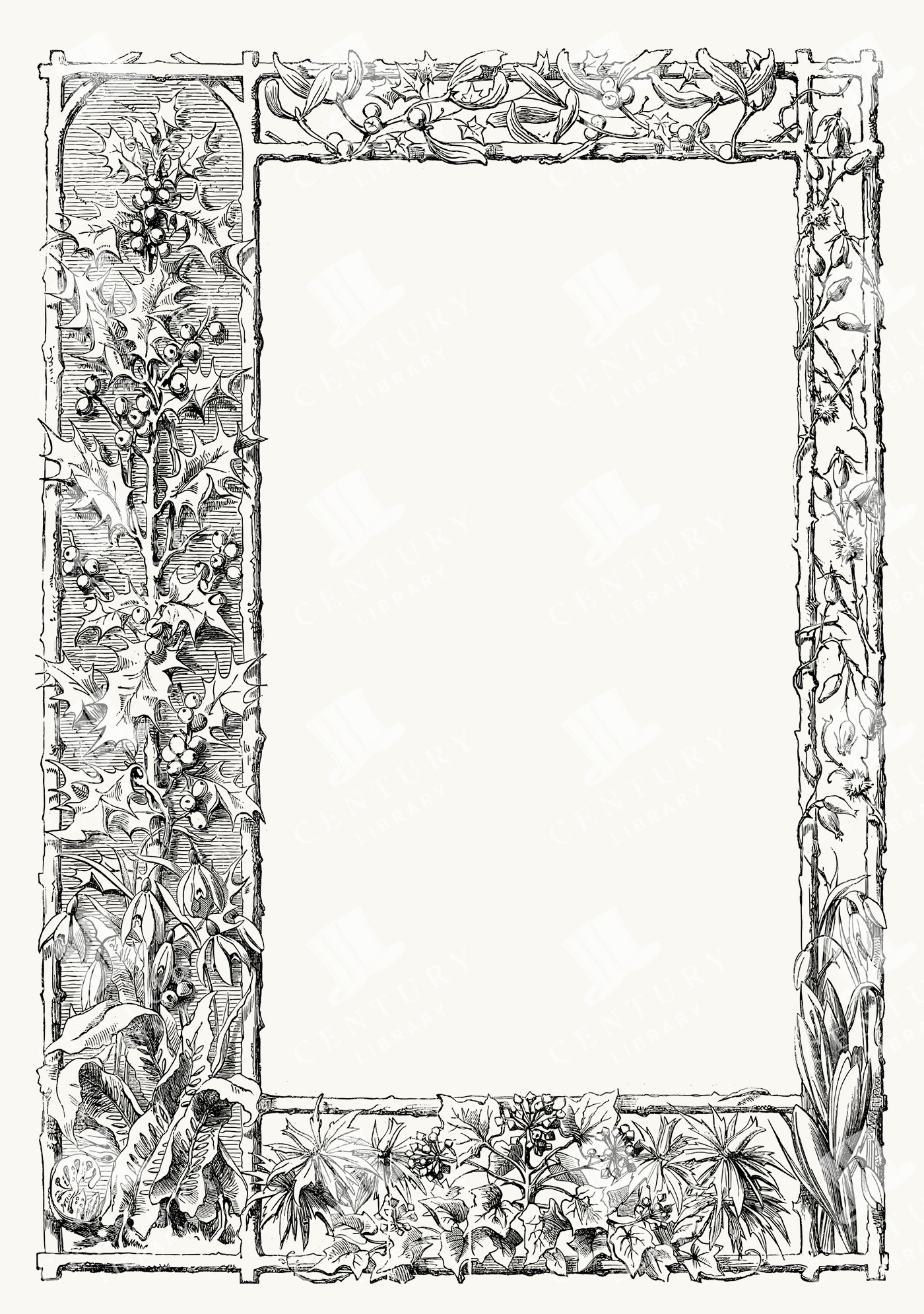 Botanical Rectangle Frame with Holly