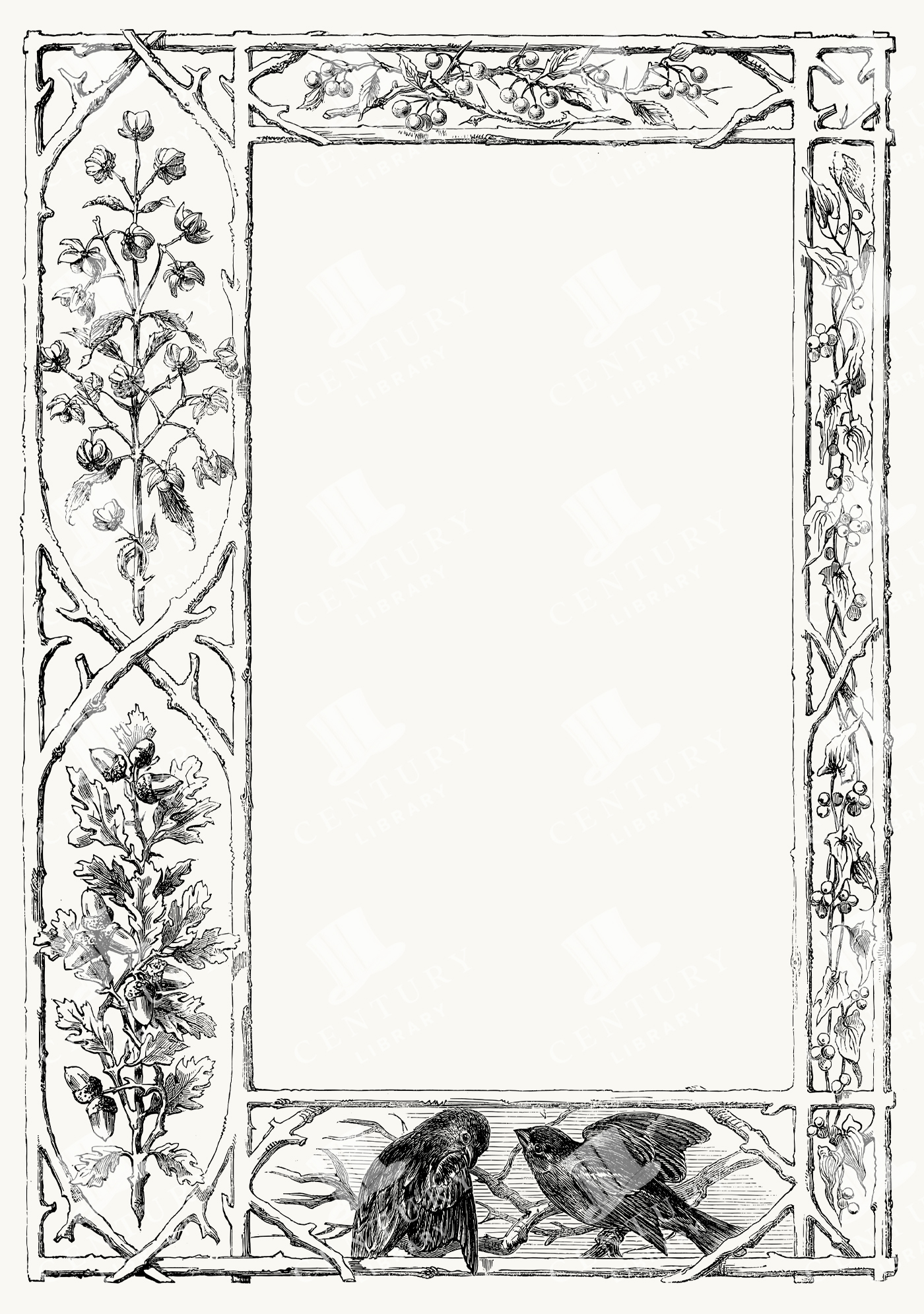Botanical Rectangle Frame with Oak Leaves