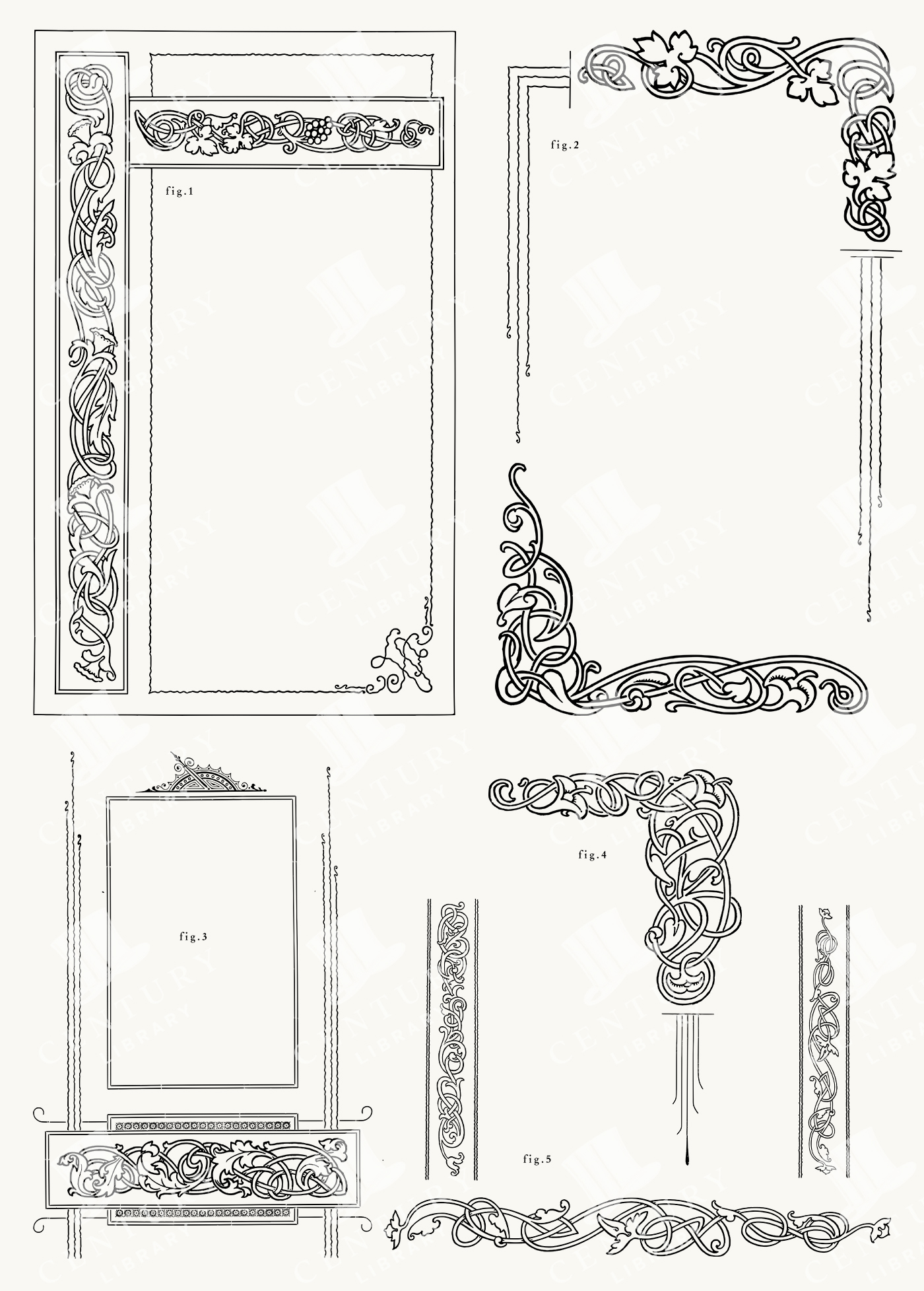 Ornamental Frame Set with Celtic Knotwork and Decorative Borders