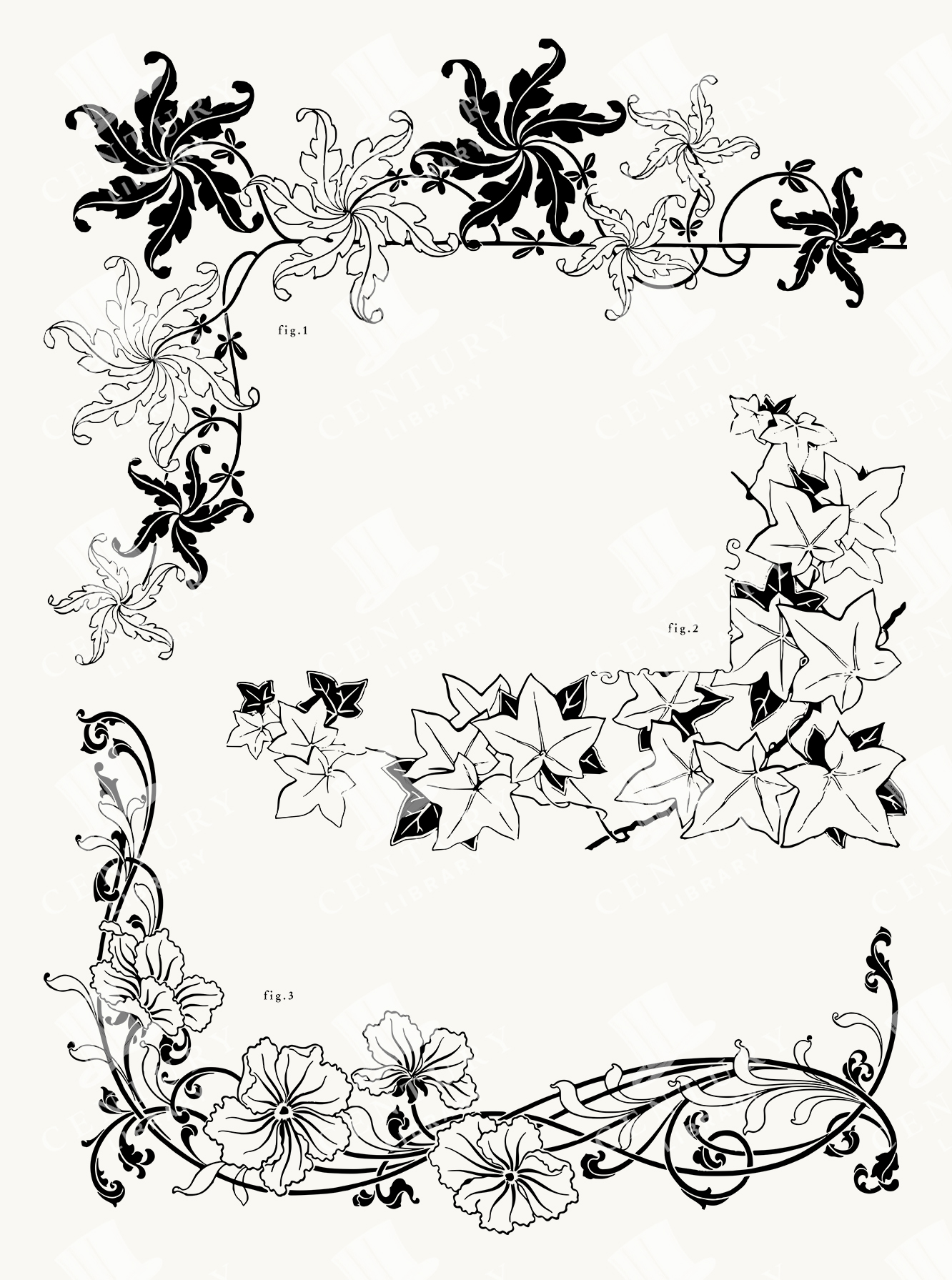 Art Nouveau Floral Borders with Lily