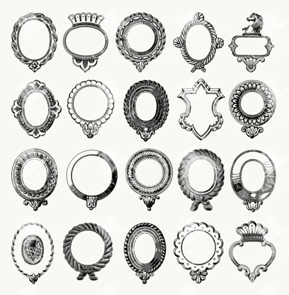 Ornamental Badge and Emblem Frames in Oval