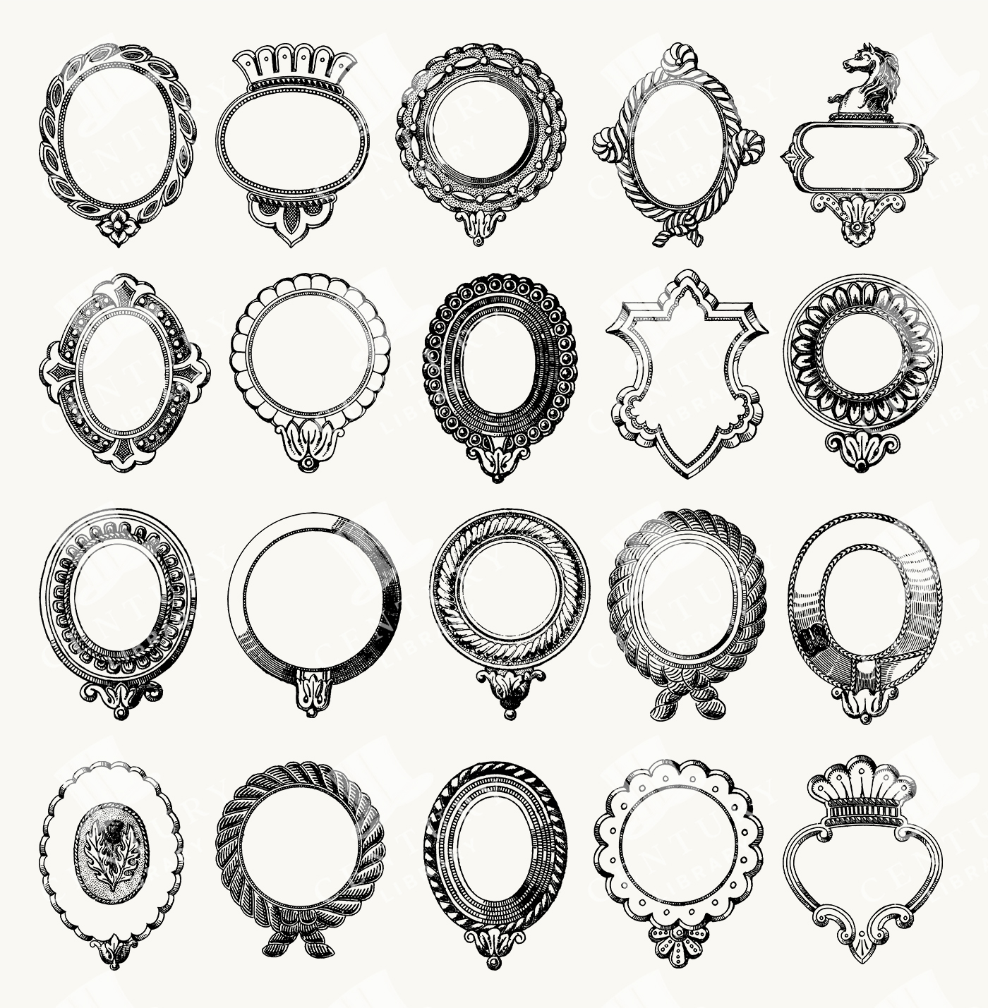 Ornamental Badge and Emblem Frames in Oval