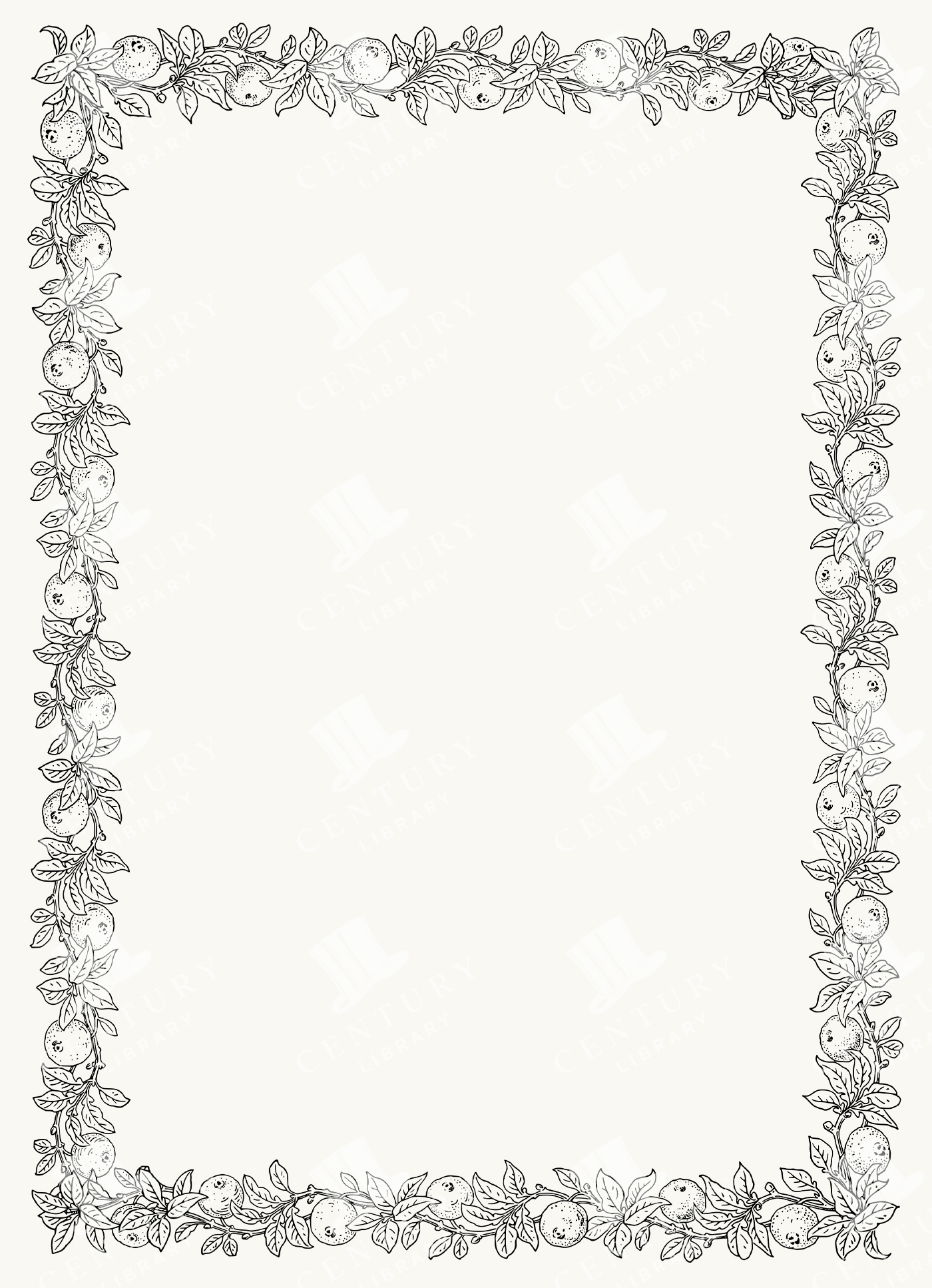 Botanical Rectangle Frame with Orange Branches