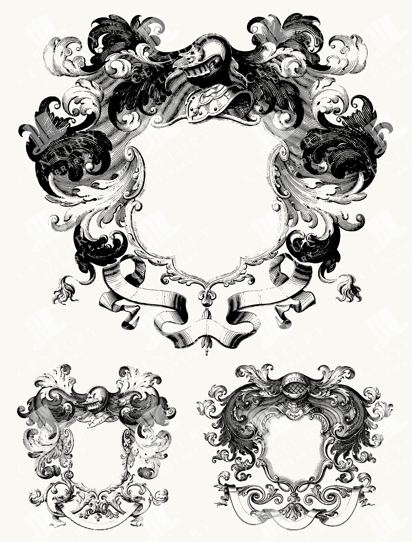 Ornate Heraldic Frames with Helmets