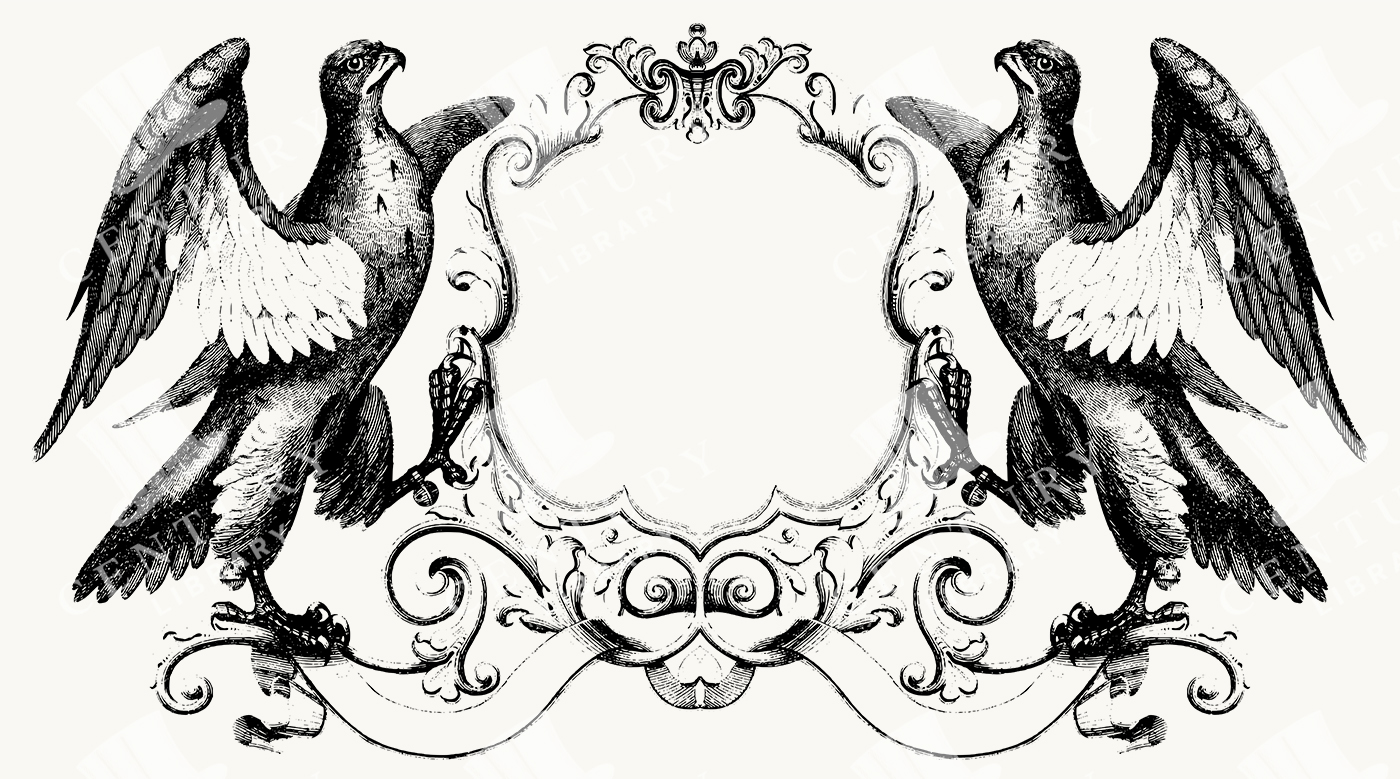 Antique Heraldic Eagles Frame Illustration
