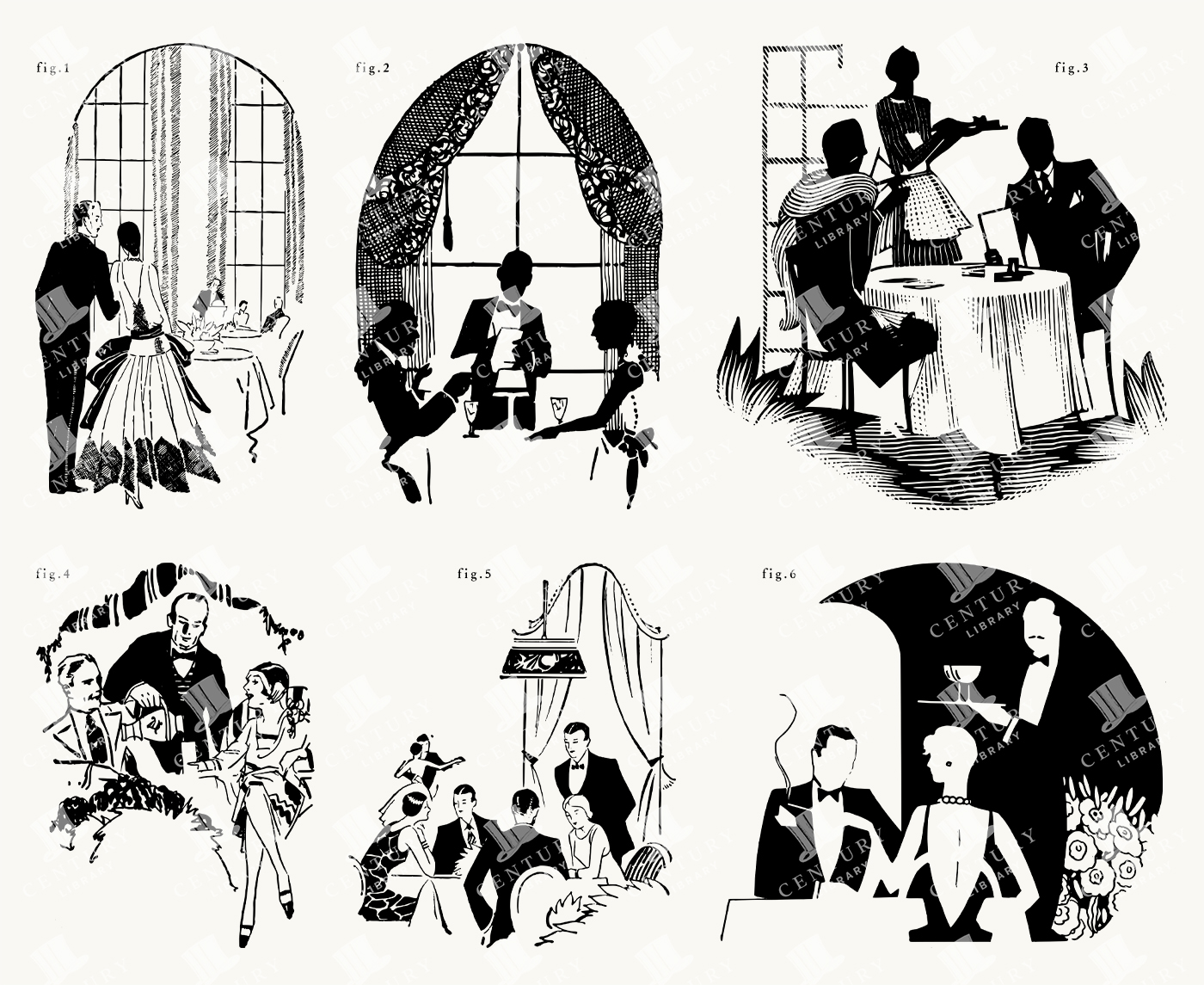 Elegant Dining - Vintage Restaurant & Café Scenes