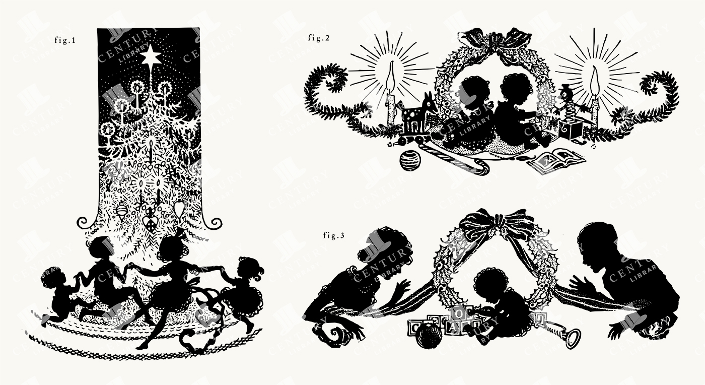 Vintage Christmas Silhouettes - Festive Children and Holiday Scenes