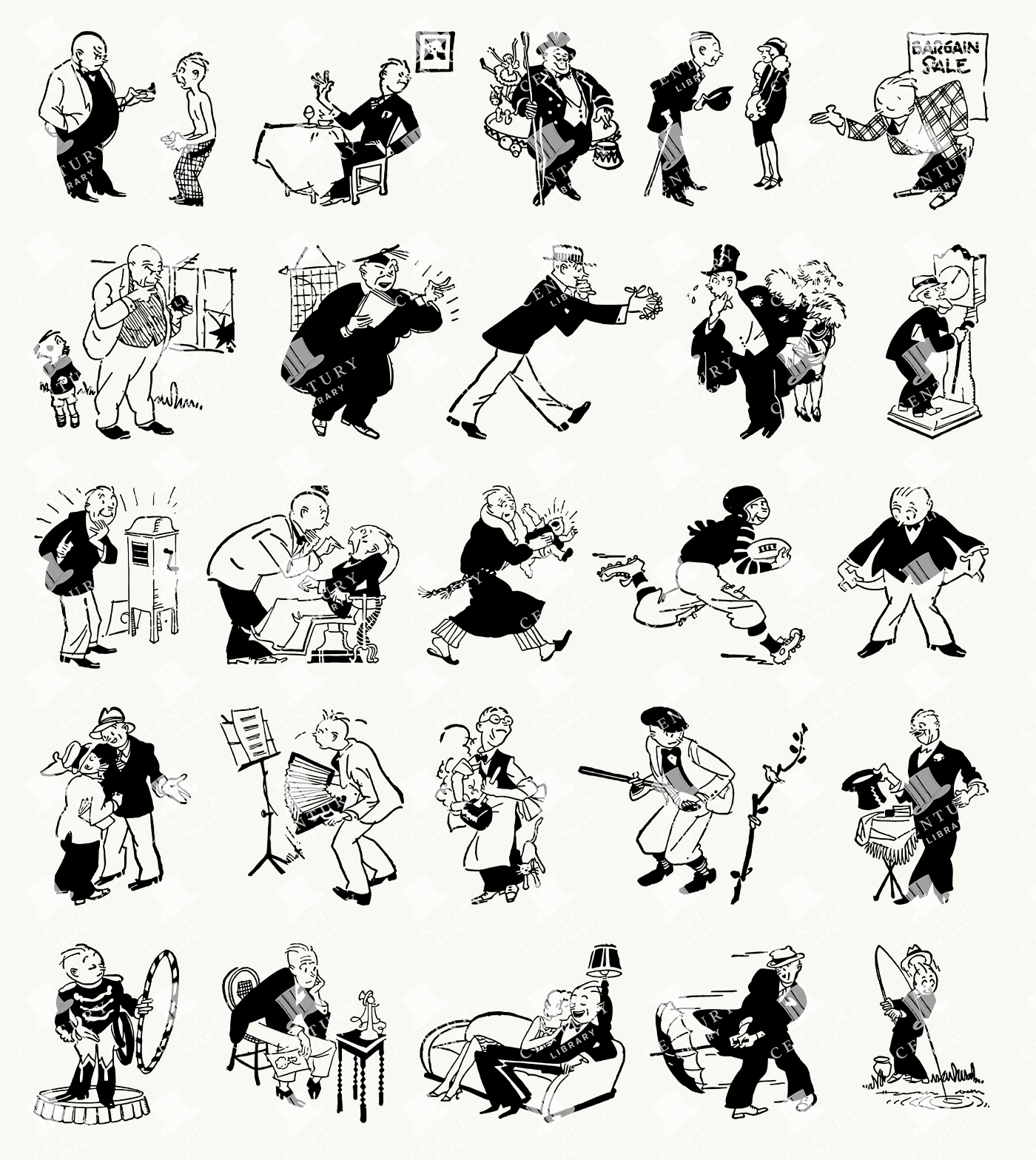 Humorous Vintage Character Illustration Pack