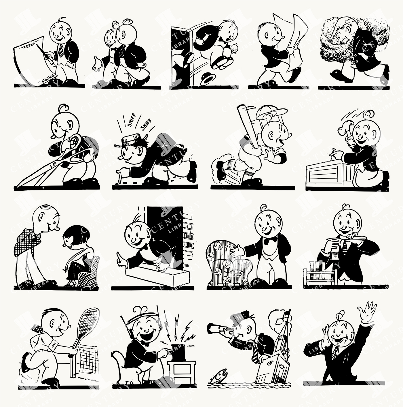 Dynamic Retro Character Designs in a Midcentury Style