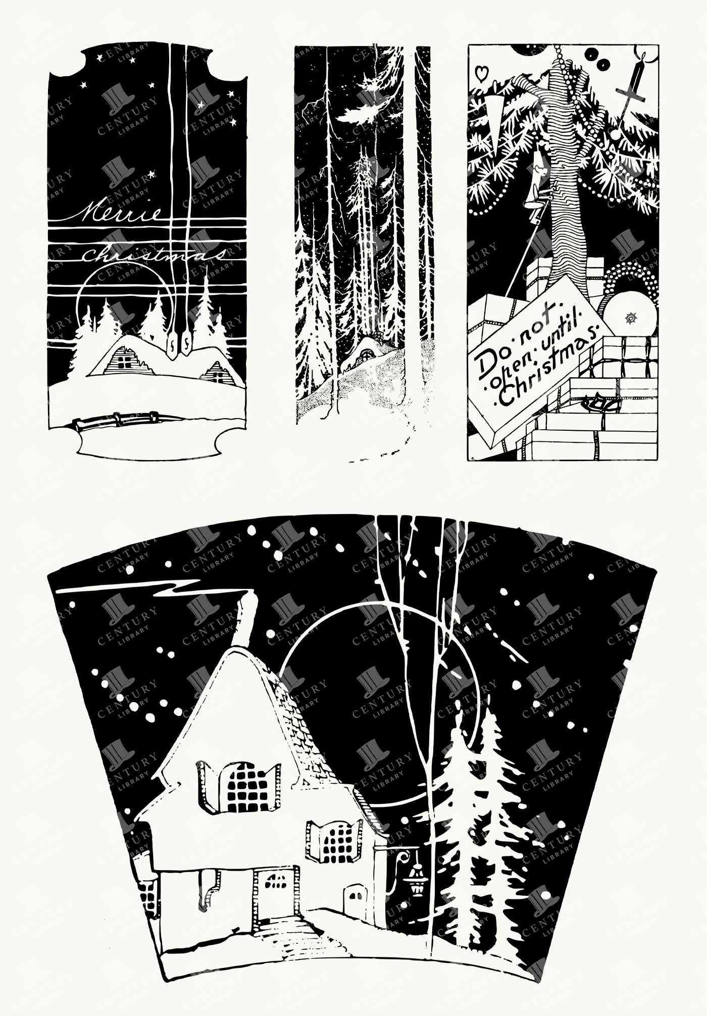 Whimsical Vintage Christmas Tags - Snowy Cabins