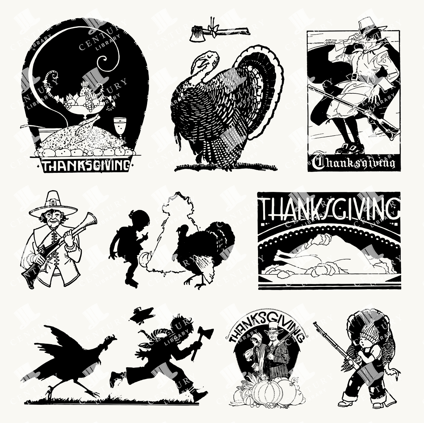 Vintage Thanksgiving Illustrations - Pilgrims