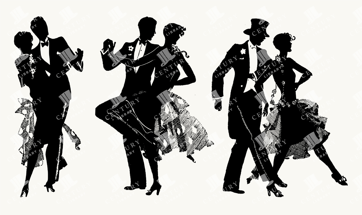 Dancing Couples Silhouettes – Elegant Vintage Ballroom Dancers