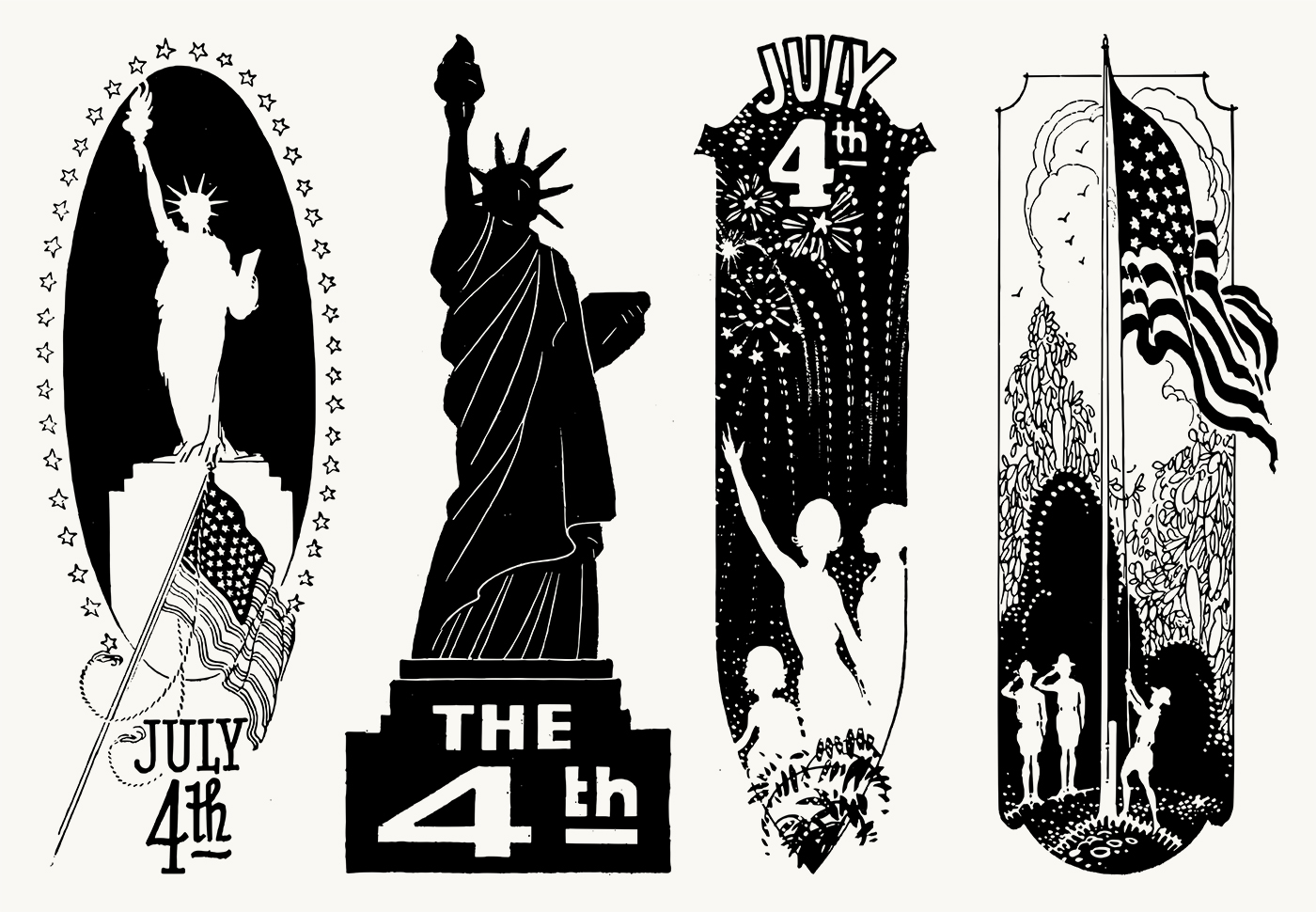 Vintage Fourth of July Illustrations Featuring Statue of Liberty