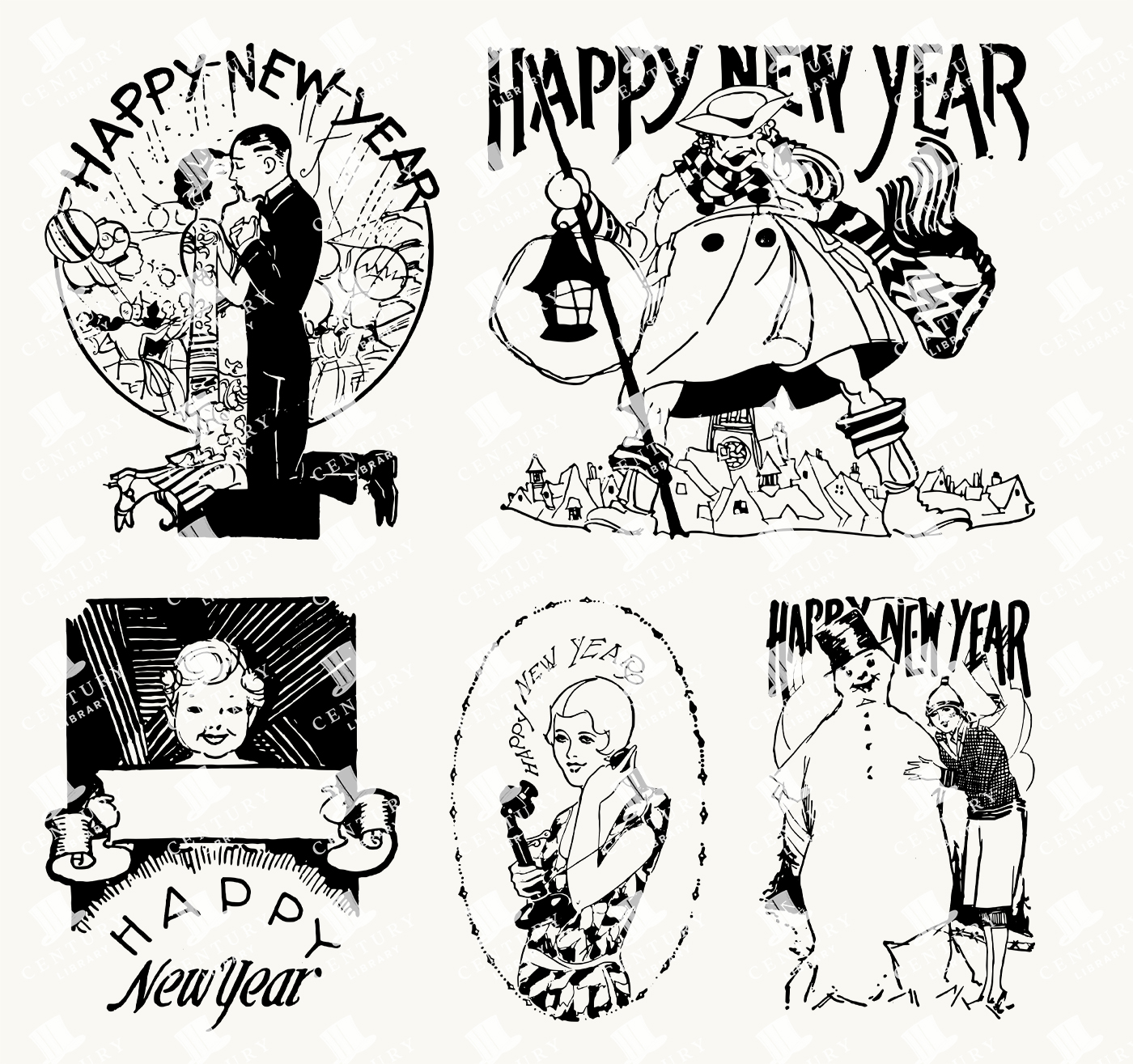 Happy New Year Illustrations - Festive Couples