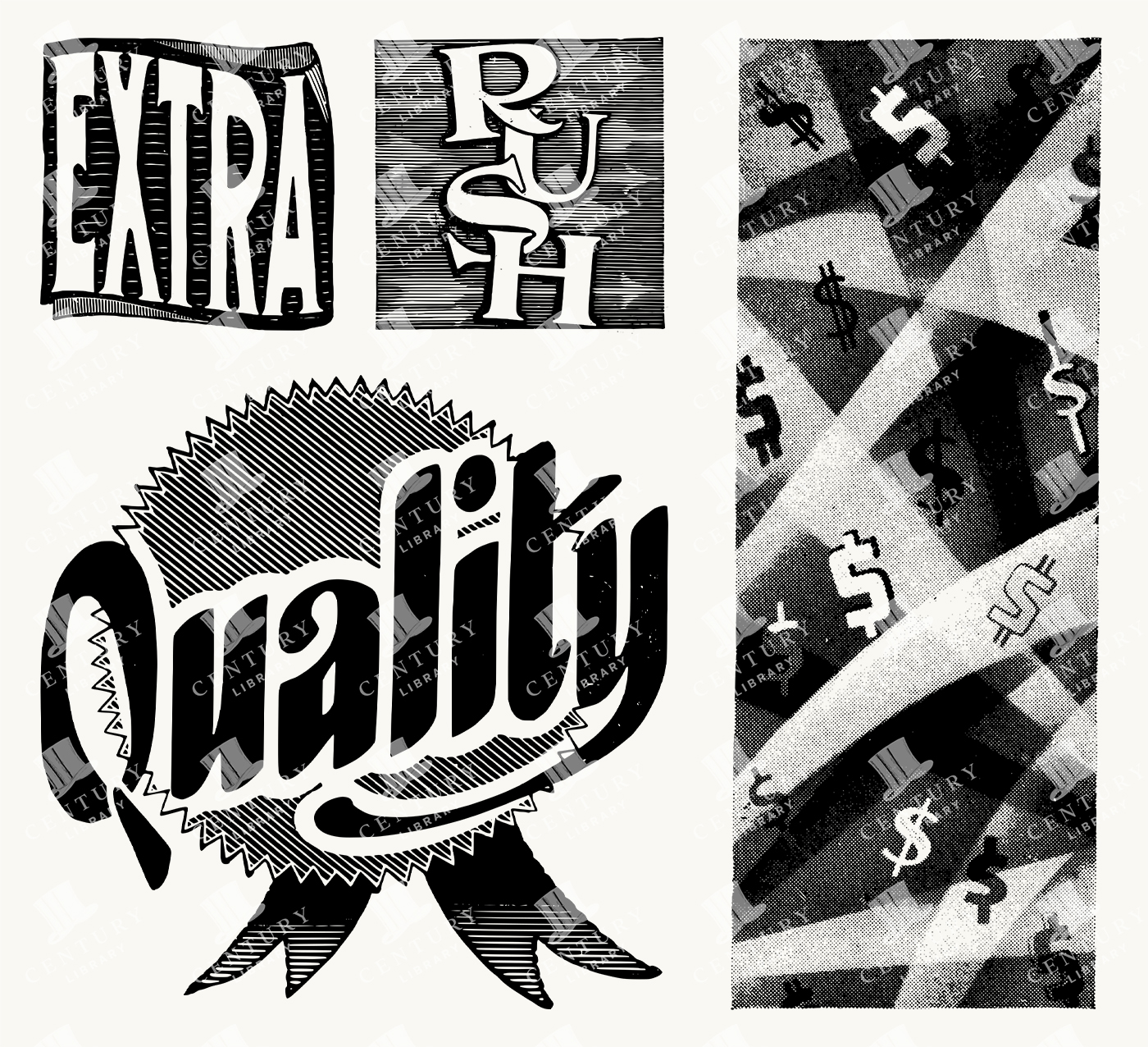 Bold Retro Labels and Money Pattern - Extra