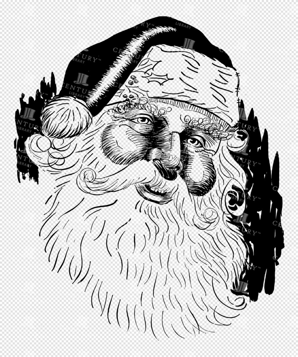 Santa Claus Head with Fur-trimmed Hat