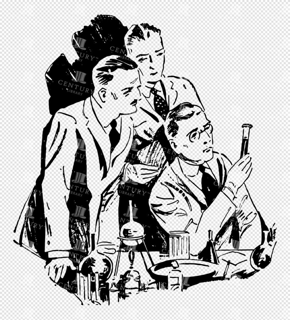 Three Men at a Laboratory Bench