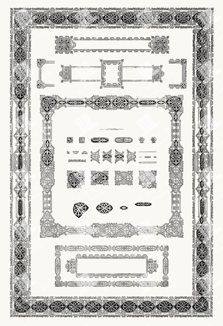 Ornate Celtic-inspired Border with Interlace Panels and Corners - Modular Frames
