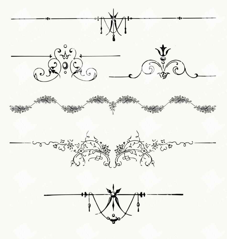 Ornate Floral Line Dividers and Flourishes - Swags