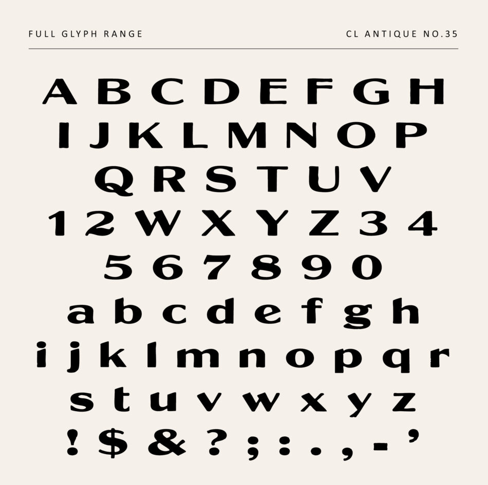 Bold Sans Serif Antique Font Specimen - Cl Antique No.35