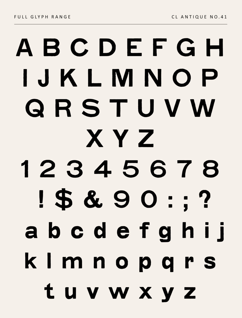 Bold Sans-serif Font Family With Numerals, And Punctuation - Cl Antique No.41