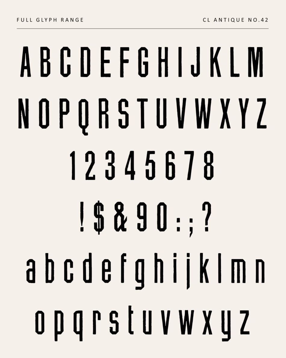 Condensed Distressed Sans Serif Type Specimen - Cl Antique No.42