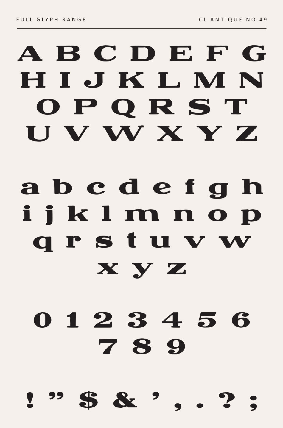 Clarendon-style Slab Serif Antique Font - Full Uppercase