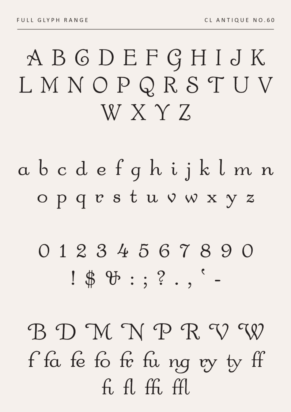 Oldstyle Decorative Serif Font with Bracketed Serifs - Full Uppercase and Lowercase