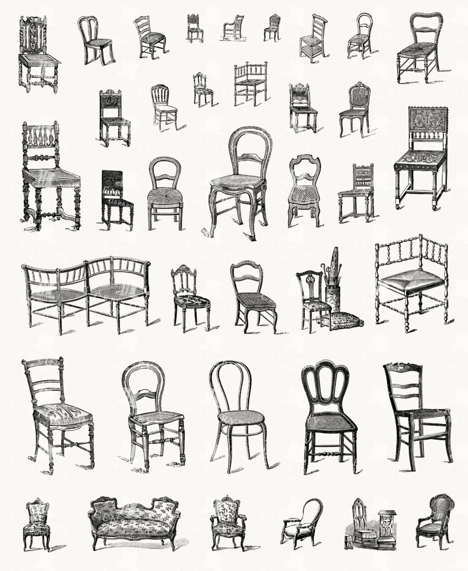 Ornate Chairs and Settees in Varied Styles - Balloon-back