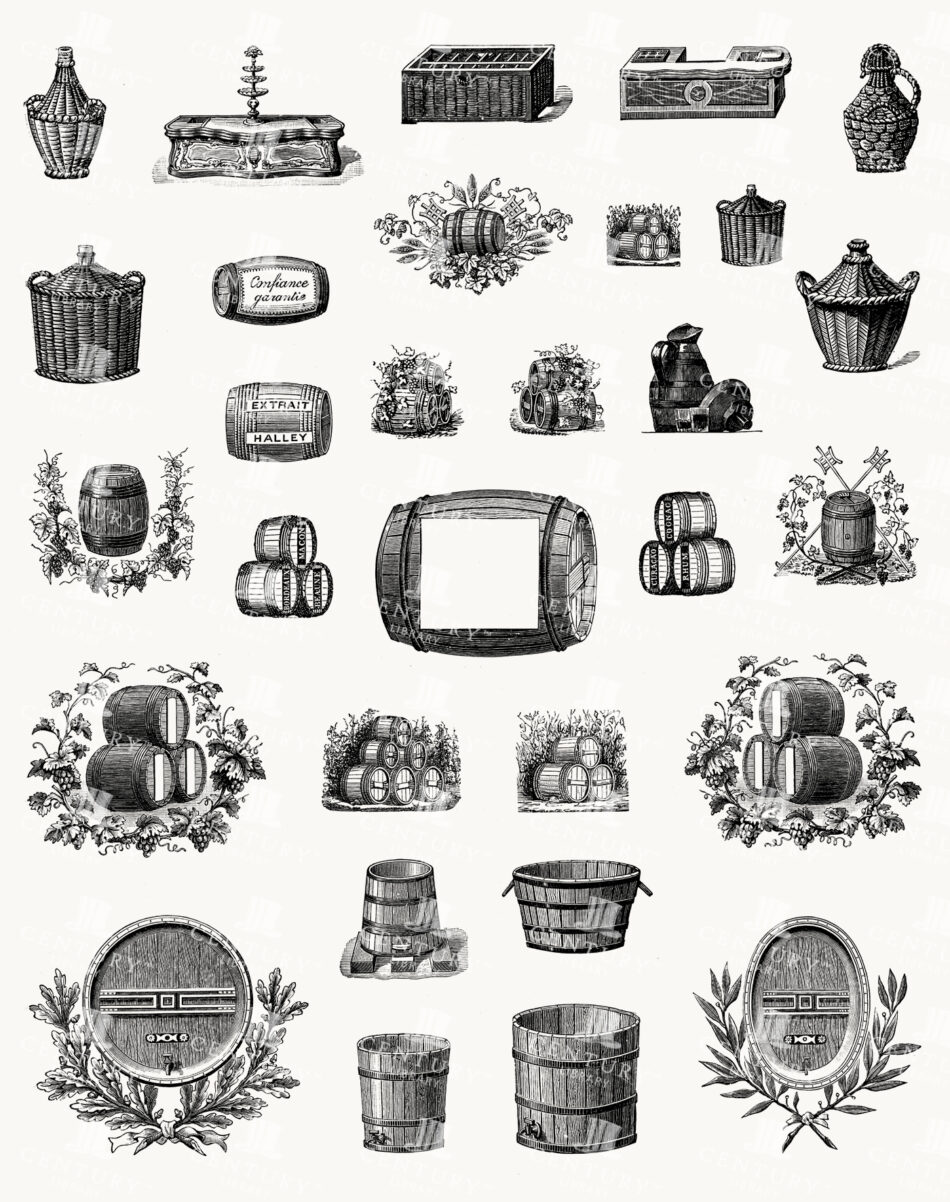 Cooperage and Wine Trade Emblems - Barrels