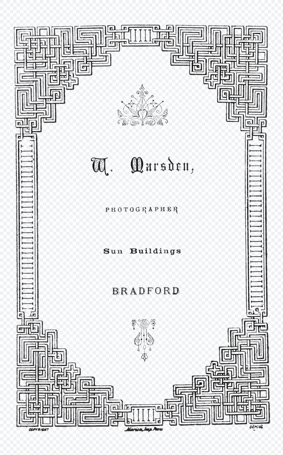 Ornate Geometric Corner Frame With Intricate Maze-like Linework And Decorative Typographic Centerpiece