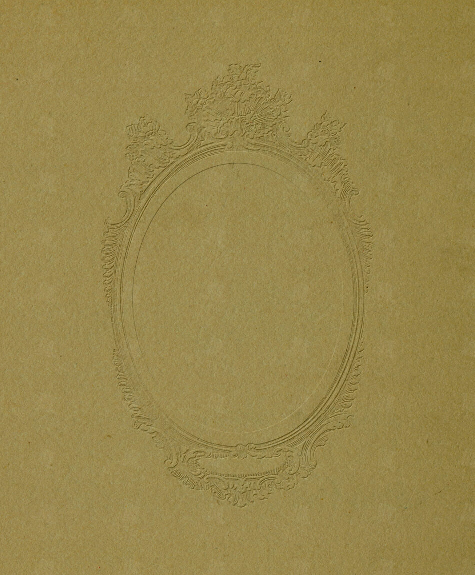 Embossed Oval Frame with Rococo Crest and Scrollwork – Golden Wheat Paper