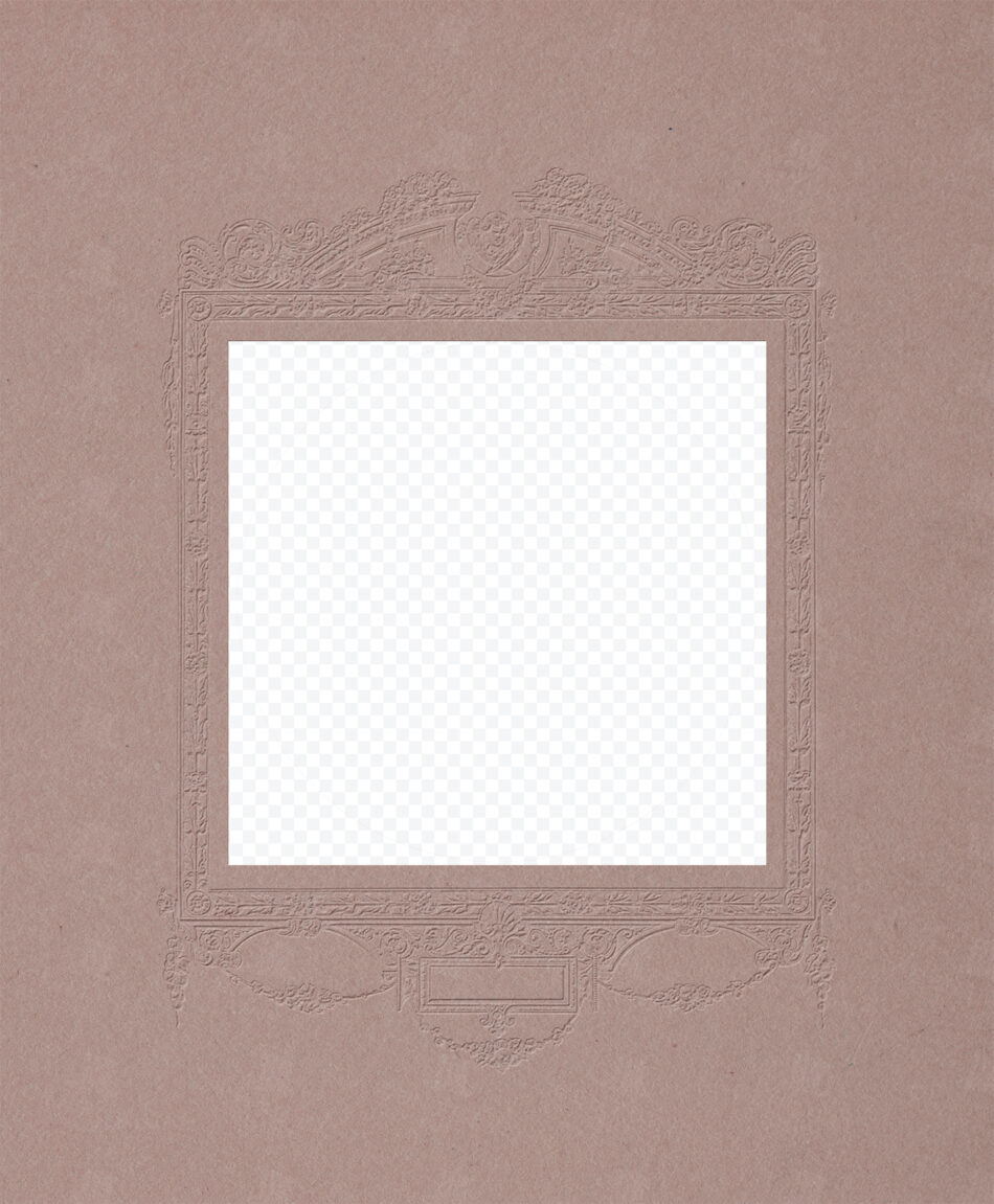Embossed Cabinet Card Frame – Rose Blush Square with Scrollwork and Swags