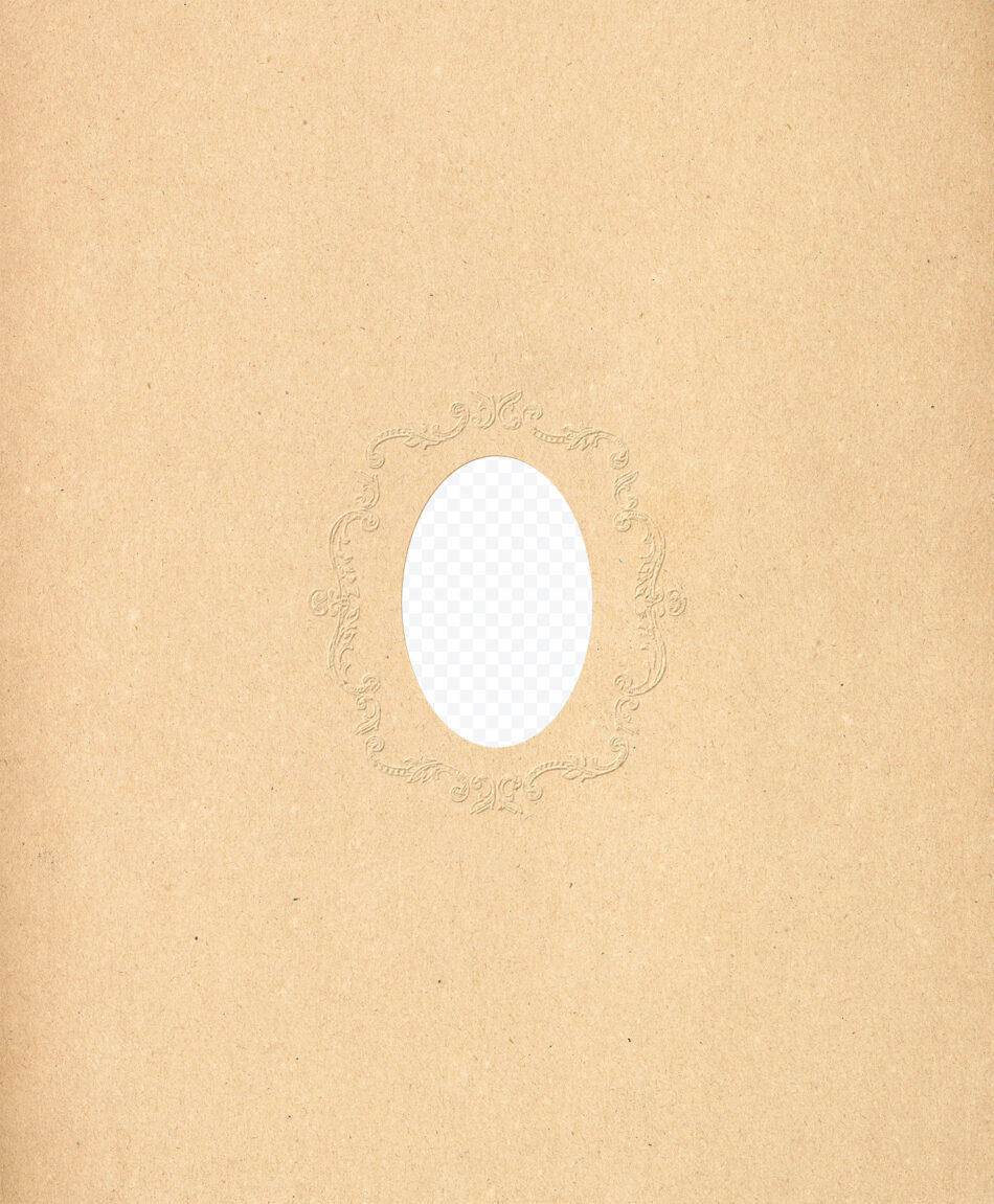 Embossed Oval Frame – Kraft Paper Texture with Scrollwork Flourishes