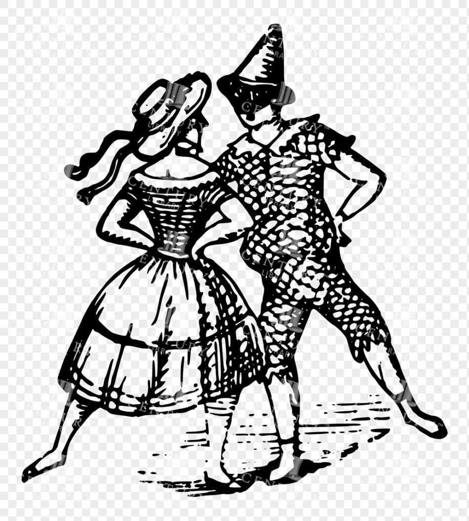 Harlequin and Columbine Dancing - Commedia Dell'arte Couple