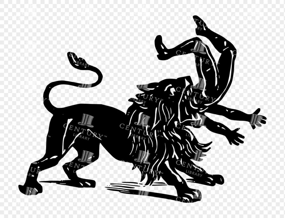 Lion Attacking Circus Ringmaster - Bold Silhouette with Flowing Mane