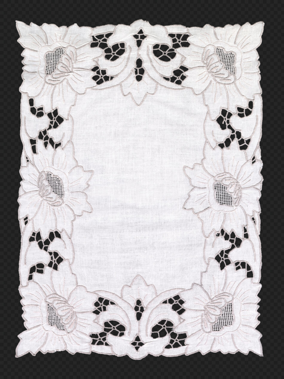 Square Crocheted Lace Doily Frame with Scalloped Edge