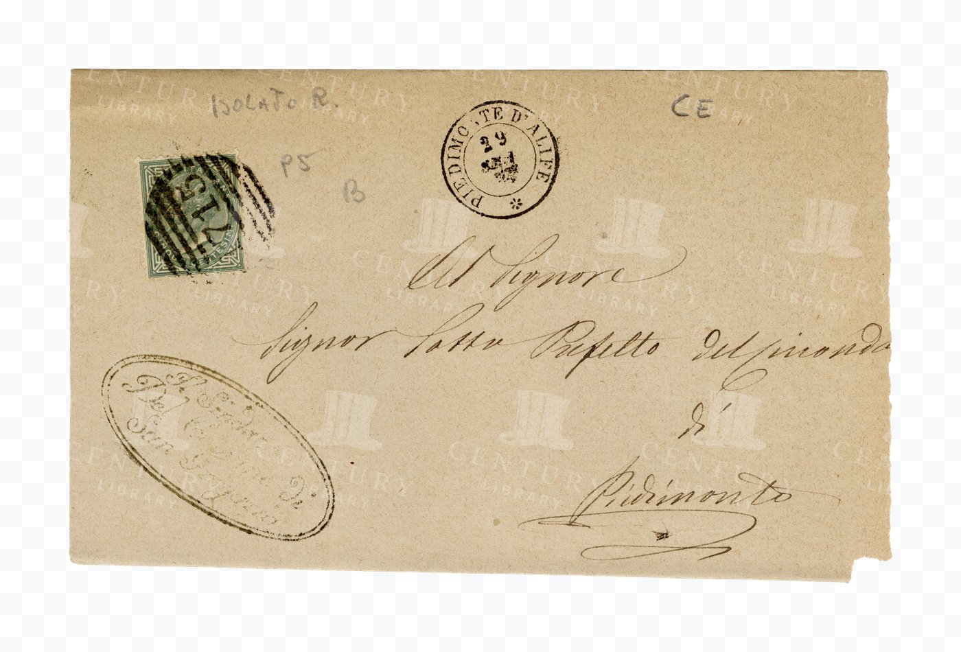 Postal Envelope – Handwritten Address with Stamp and Postmarks