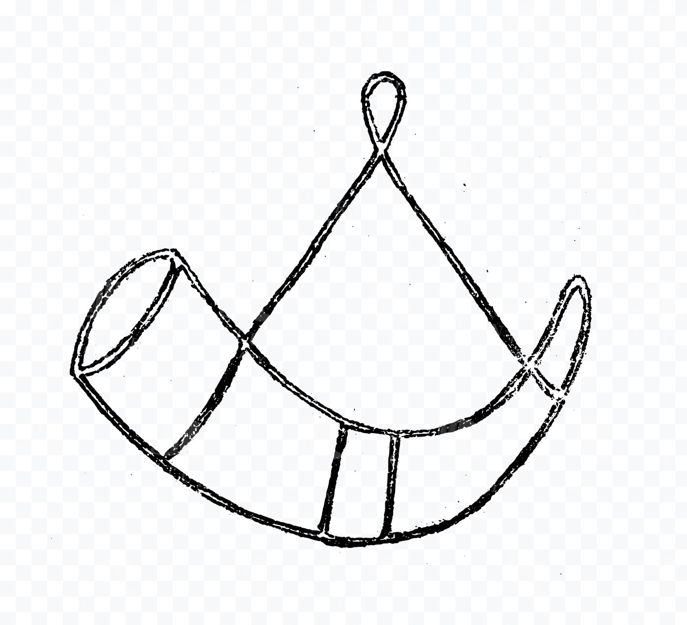 Hunting Horn – Simple Medieval Line Drawing with Hanging Loop