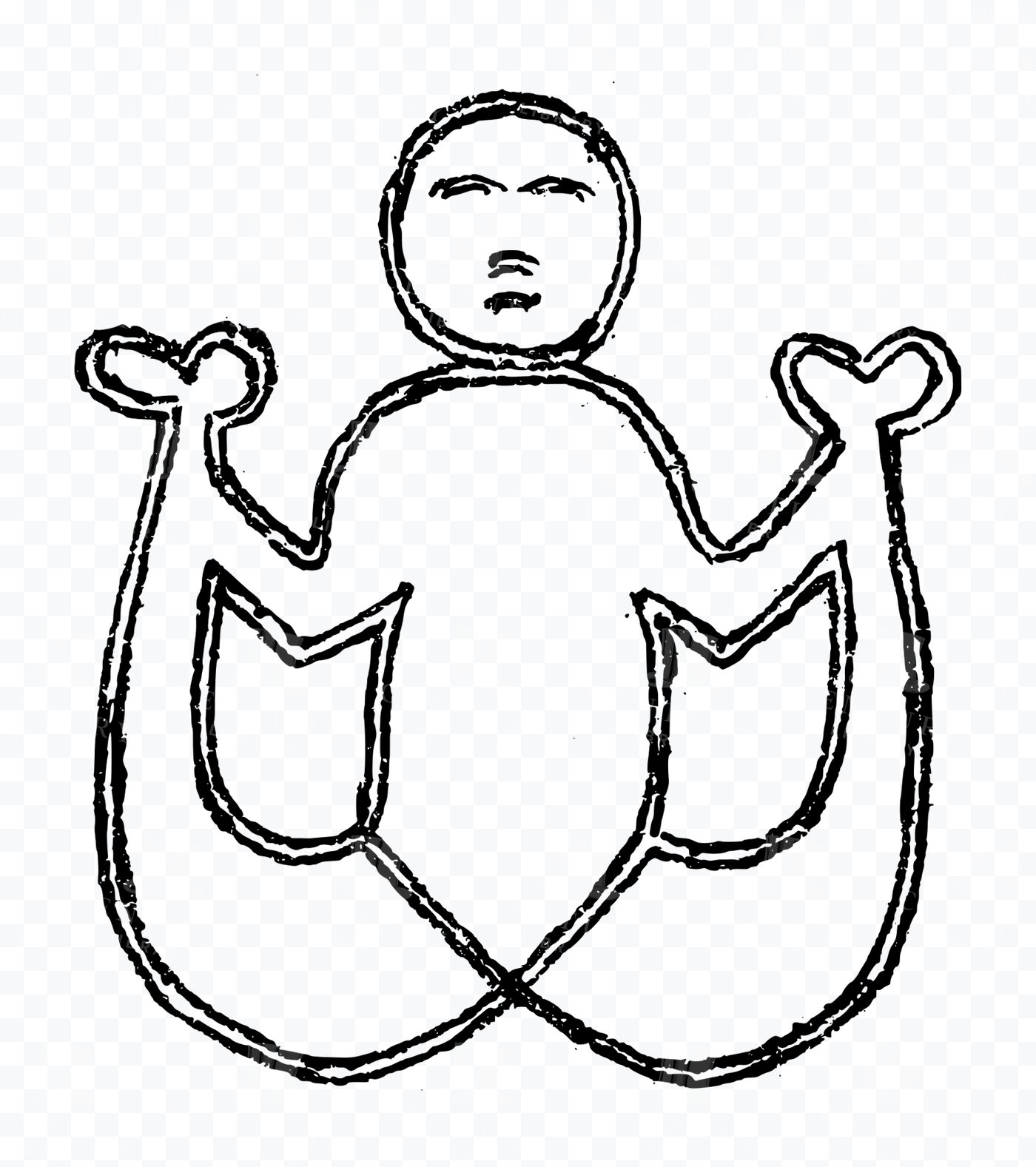 Twin-tailed Siren with Round Face, Curving Fish Tails, and Heart Tips