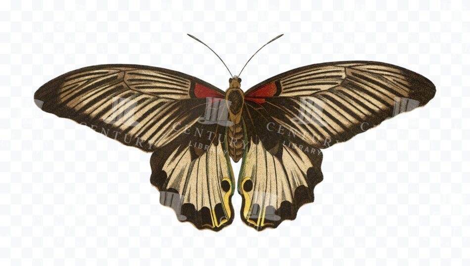 Butterfly - Cream Wings with Dark Edges and Red Shoulder Marks