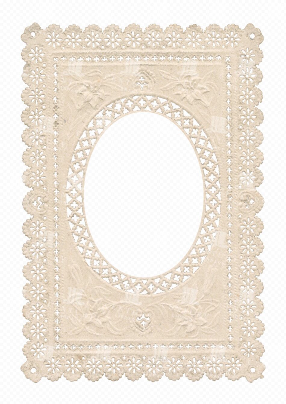 Paper Lace Frame - Embossed Floral Cutwork with Oval Opening